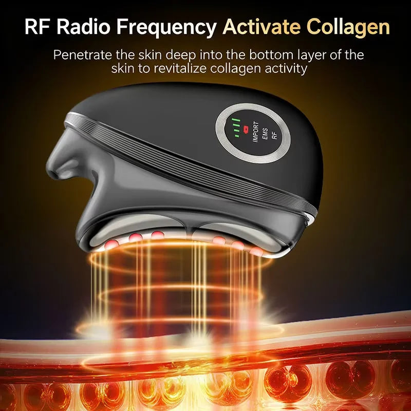 Masajeador Facial y de Cuello 4 en 1 con Tecnología EMS, Microcorriente, Luz LED y Vibración, Herramienta Portátil para el Cuidado de la Piel, Reafirmante y Antienvejecimiento
