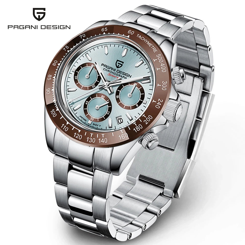 Reloj de cuarzo deportivo para hombre PAGANI Design 2026, marca de lujo, cronógrafo de acero inoxidable con cristal de zafiro, resistente al agua.