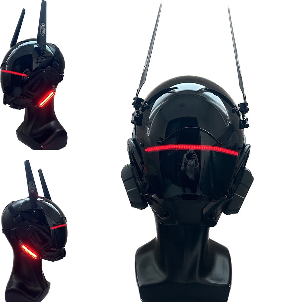 Máscara Cyberpunk Led rojo Mech Cosplay espectáculo de escenario ciencia ficción adulto regalo de fiesta de Halloween