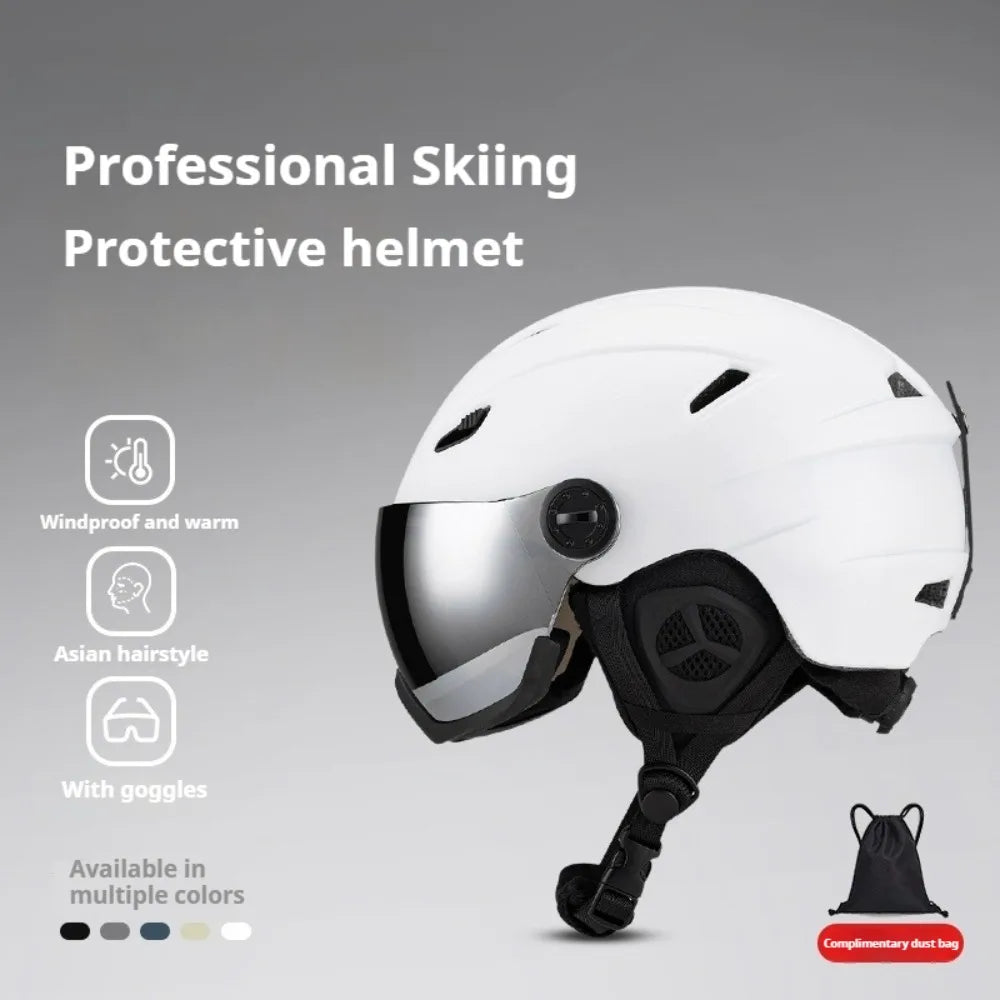 Eastinear Casco Esquí Gafas de nieve en un Casco de seguridad hombres y mujeres Esquí Snowboard Casco deportivo para adultos y niños