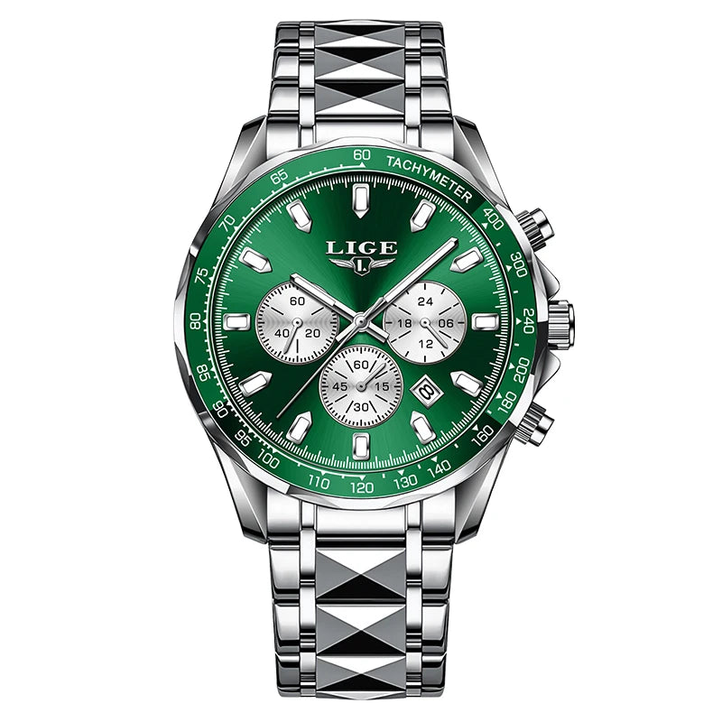 Nuevo reloj LIGE para hombre, reloj de cuarzo de negocios con calendario luminoso, reloj de pulsera de acero inoxidable resistente al agua de alta gama para hombre