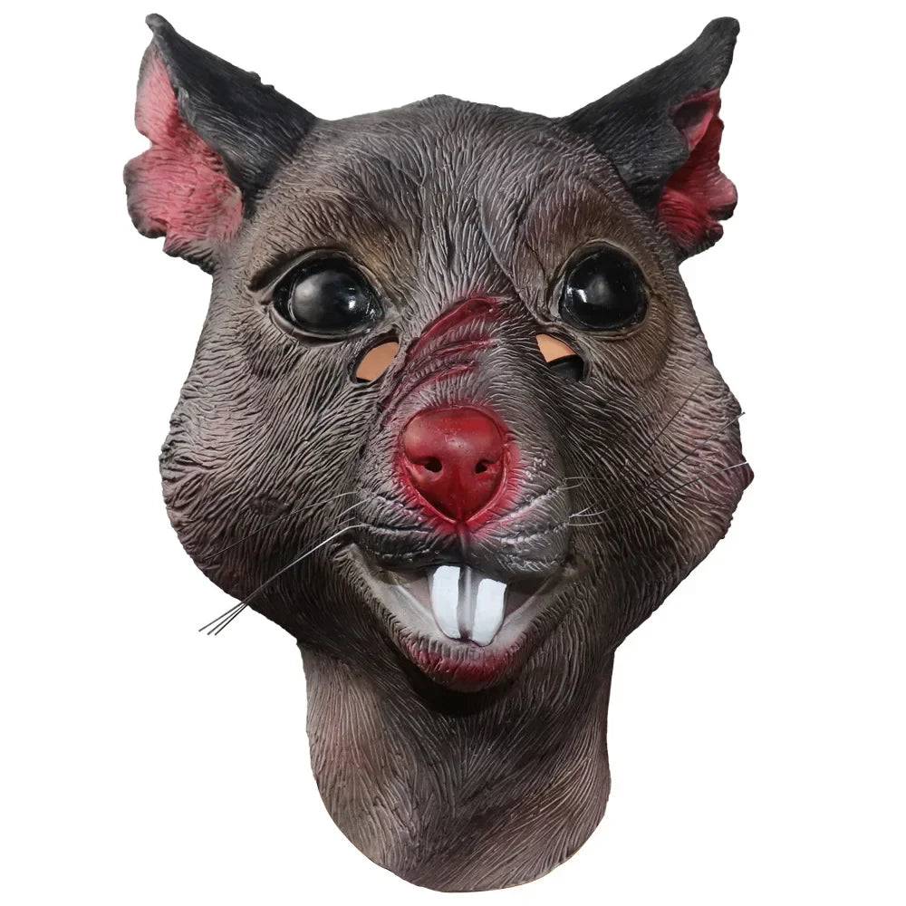 Máscara de látex con diseño de ratón, ideal para fiestas de Halloween, disfraces, eventos de máscaras, accesorios de cosplay de animales aterradoros para adultos.