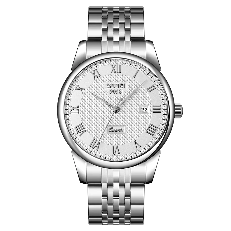 Reloj de cuarzo para hombre Skmei, resistente al agua 3Bar, reloj de pulsera para hombre, marca superior de lujo con correa de cuero 9058