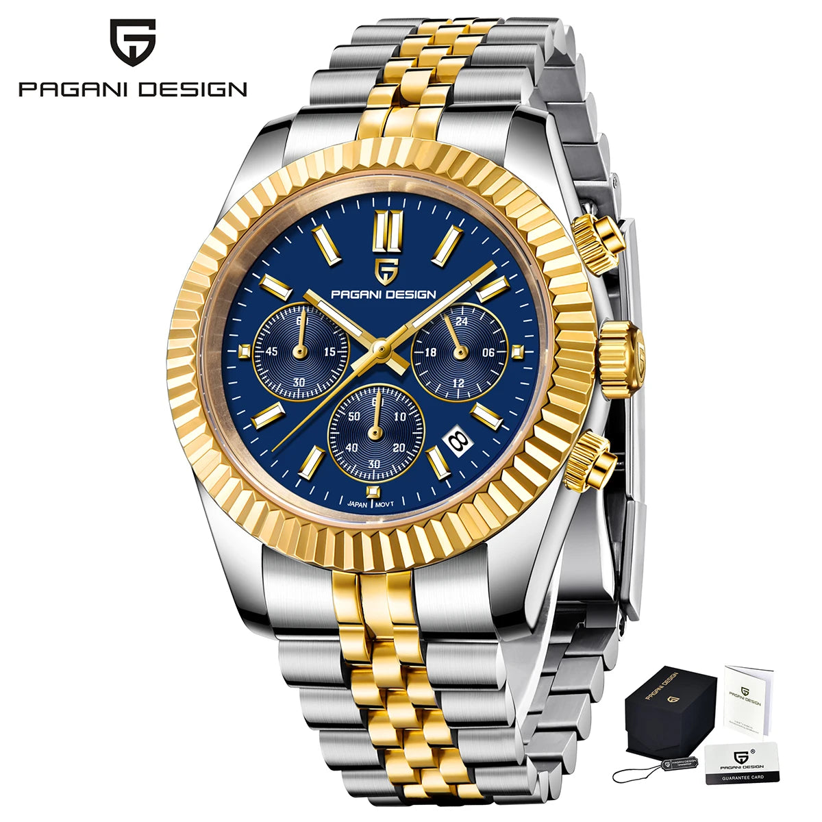PAGANI DESIGN Nuevo Reloj de Cuarzo para Hombre de 40MM, Japón VD53, Cristal de Zafiro, Acero Inoxidable, Impermeable, Reloj de Pulsera Luminoso C3 con Fecha