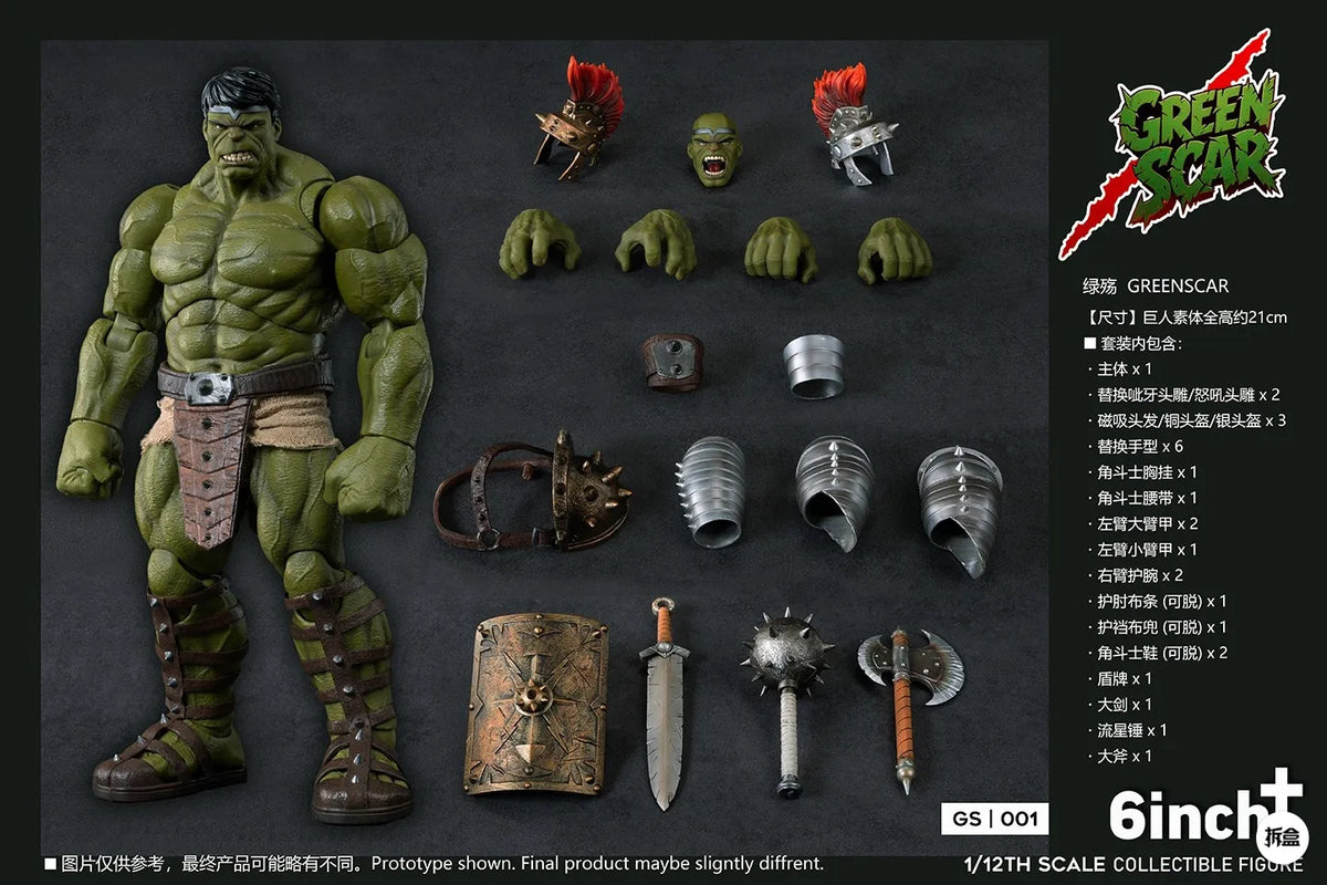 [Envío en 24 horas] Figura de acción 6inchplus Hulk GREENSCAR GS001 Hulk 1/12