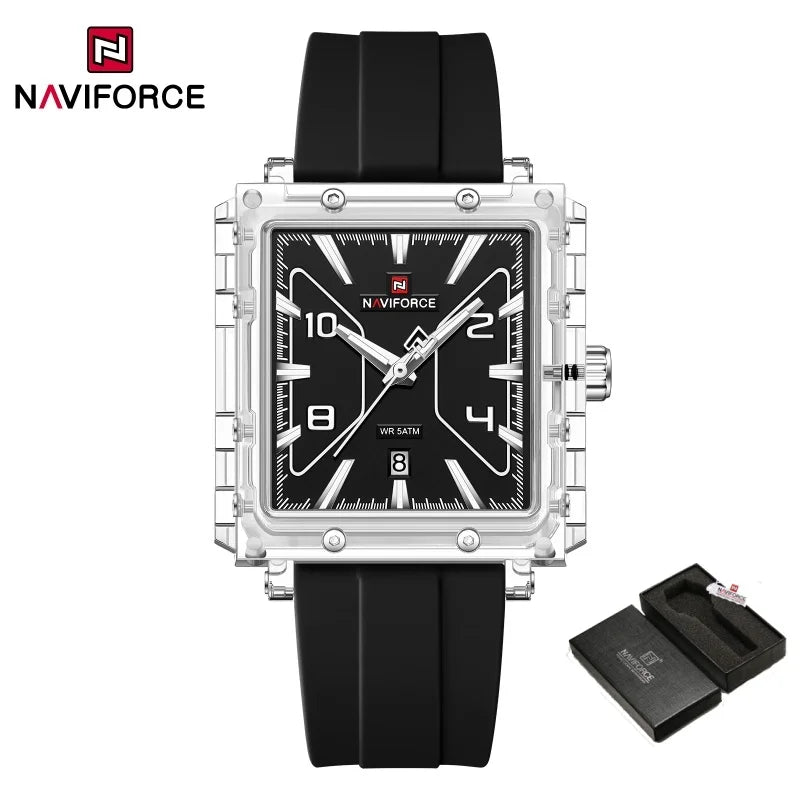 Reloj de cuarzo para hombre NAVIFORCE de alta calidad, resistente al agua 50M, deportivo, con visualización de fecha, correa de silicona y manecillas luminosas, regalo para chico, Reloj Hombre