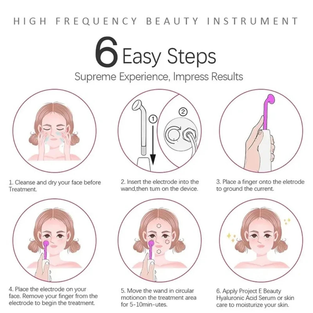 Dispositivo portátil de electroterapia de microcorriente y de alta frecuencia, eliminación de acné y peine de belleza