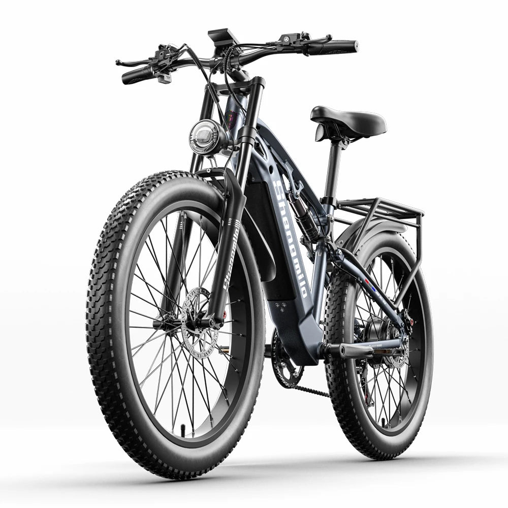 Bicicleta eléctrica de montaña Shengmilo MX05 Super Exploration, 48V 17.5Ah, máx. 42 km/h, autonomía máx. 90 km, cuadro de aleación de aluminio, horquilla de doble pletina con amortiguador, neumáticos anchos, para adultos