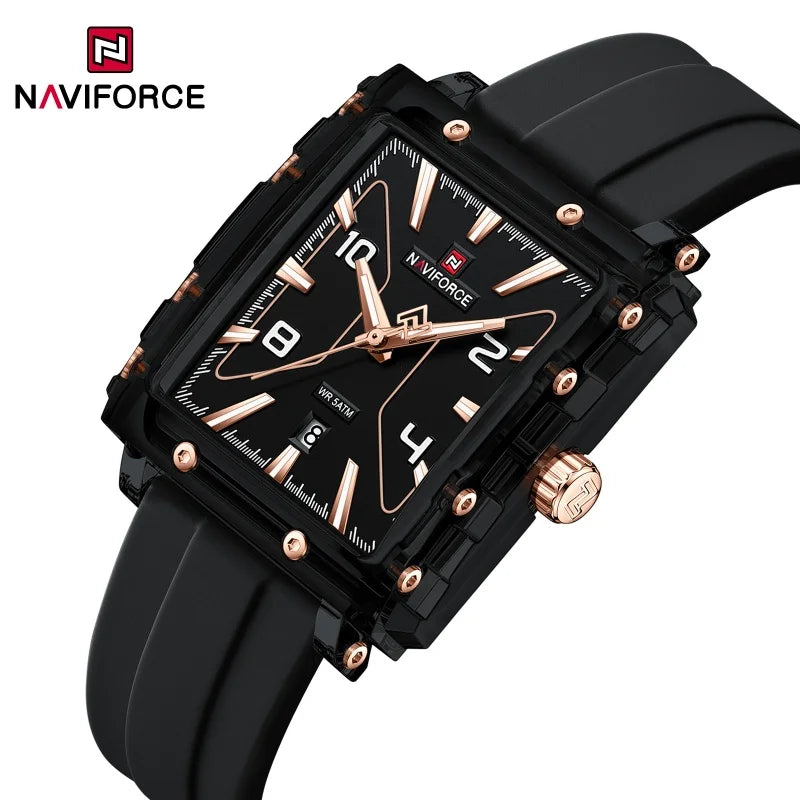 Reloj de cuarzo para hombre NAVIFORCE de alta calidad, resistente al agua 50M, deportivo, con visualización de fecha, correa de silicona y manecillas luminosas, regalo para chico, Reloj Hombre