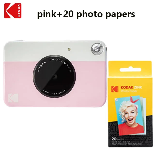 KODAK Printomatic nueva cámara de impresión instantánea Digital ZINK impresión sin tinta Color papel fotográfico impresión Flash + juego de 40 películas