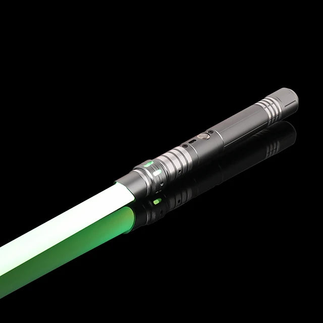 Sable de luz RGB 16 colores con mango de metal, doble filo, sonido para duelo pesado, dos en uno, juguete de utilería para cosplay y escenario