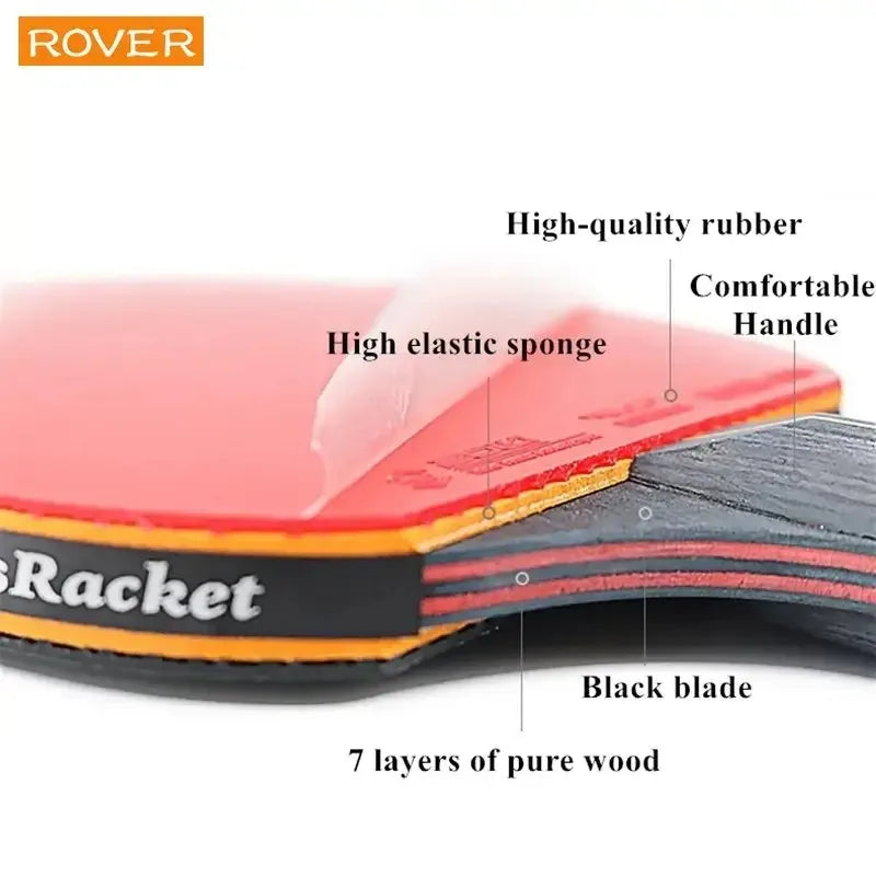 Juego Profesional de 2 Raquetas de Tenis de Mesa de 6 Estrellas, Raqueta de Ping Pong con Goma de Púas Internas, Hoja de Alta Calidad con Bolsa de Transporte