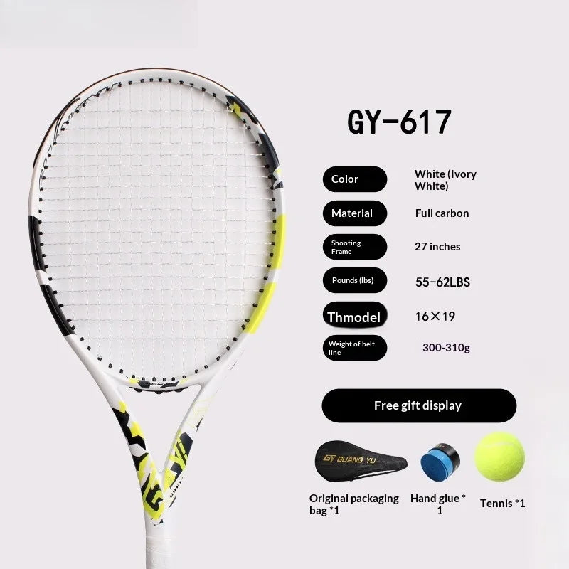 Raqueta de Tenis Profesional Ligera de Fibra de Carbono y Grafito para Entrenamiento y Competición, Interior y Exterior, para Adultos Principiantes