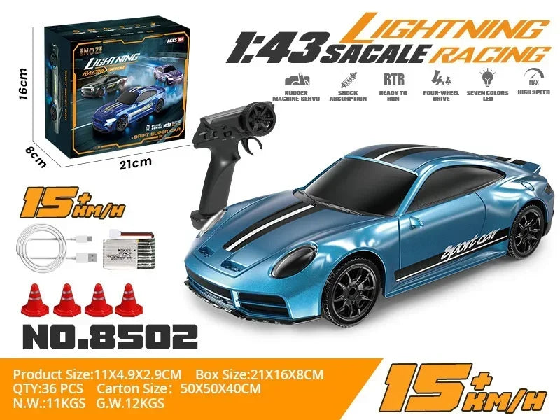 Mini coche de drift teledirigido 2.4G 1/43 8501/8500 - Coche de radiocontrol de alta velocidad | Modelo de drift profesional | Juguetes para niños y regalos de carreras
