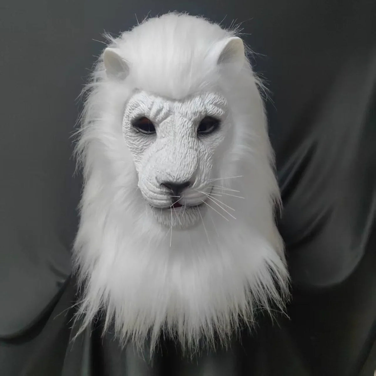 Máscara de León de Lujo para Cosplay, Máscara de León Blanco de Látex, Casco de Animal, Disfraces de Halloween, Carnaval, Fiesta de Disfraces, Accesorios