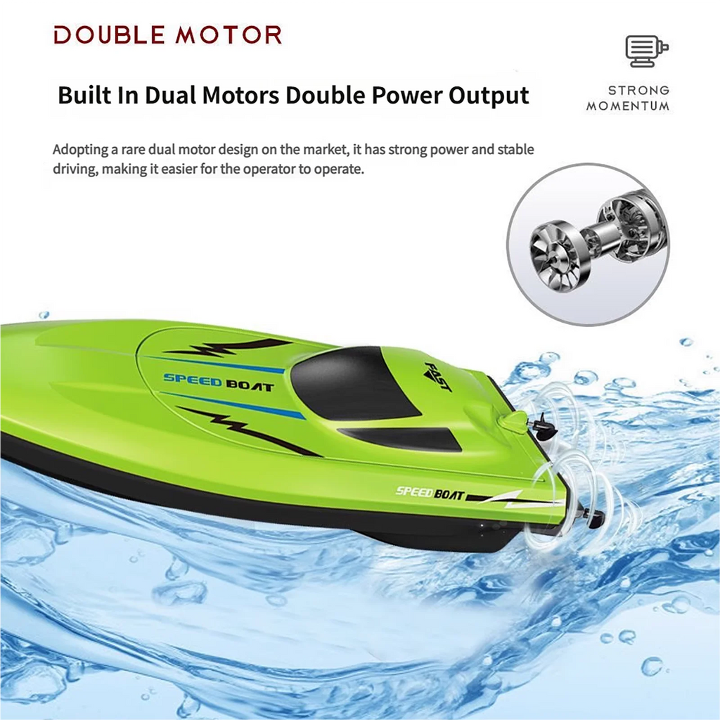 Lancha rápida de control remoto de 2.4G para niños – Juguete de barco RC eléctrico rápido con motor doble, modelo impermeable para piscina y juego al aire libre
