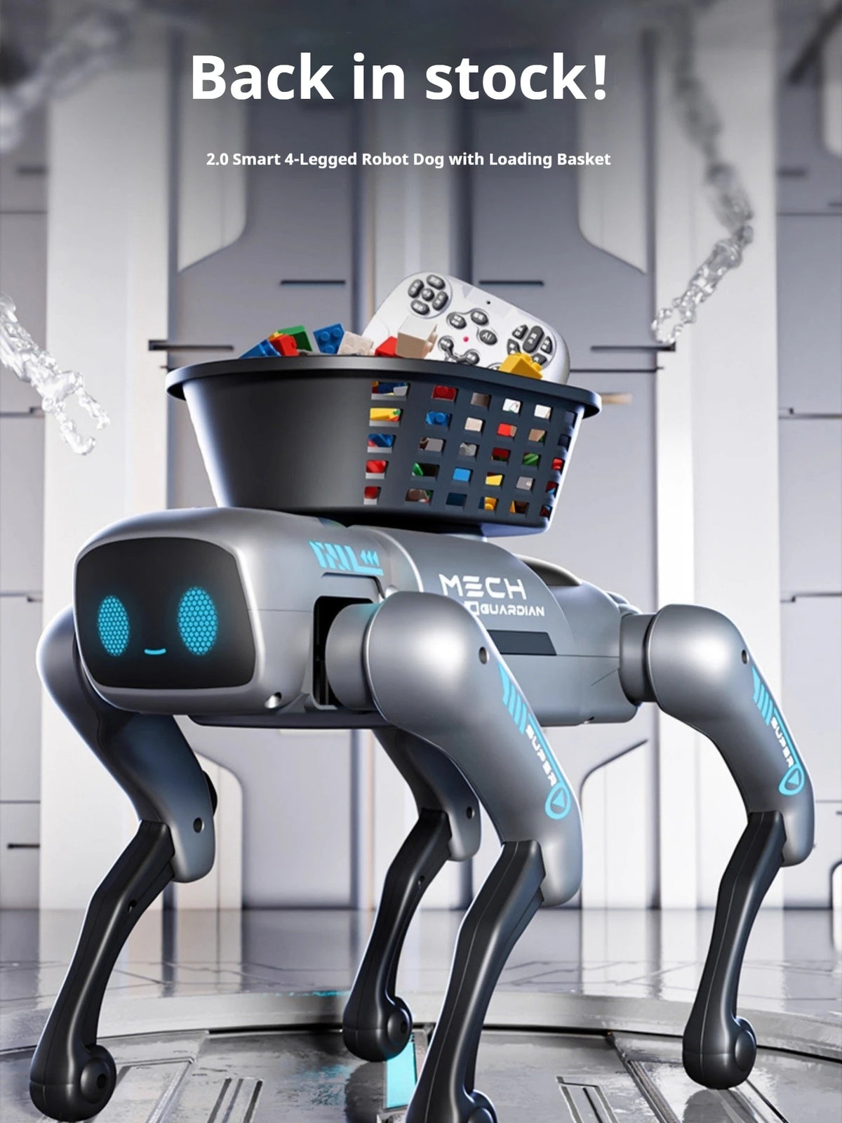 Perro robot inteligente con IA 2026, juguete teledirigido programable con cesta de carga, regalo de cumpleaños y festividades para niños