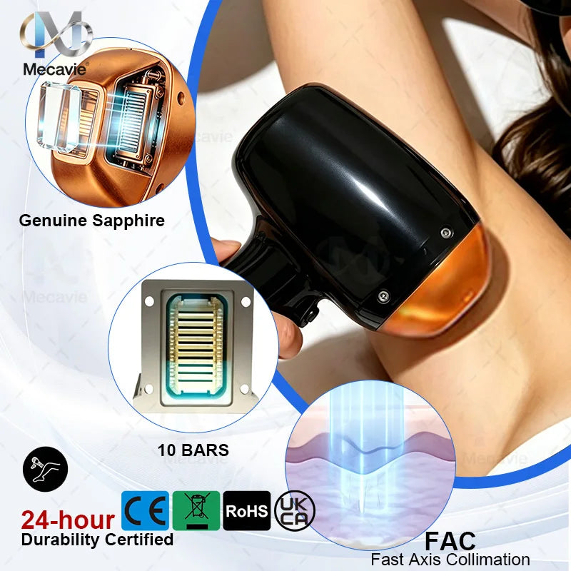 Láser de diodo de 808 nm, máquina de depilación láser de diodo con 6 longitudes de onda, sistema de enfriamiento por hielo, depilación indolora y permanente para salones de belleza.