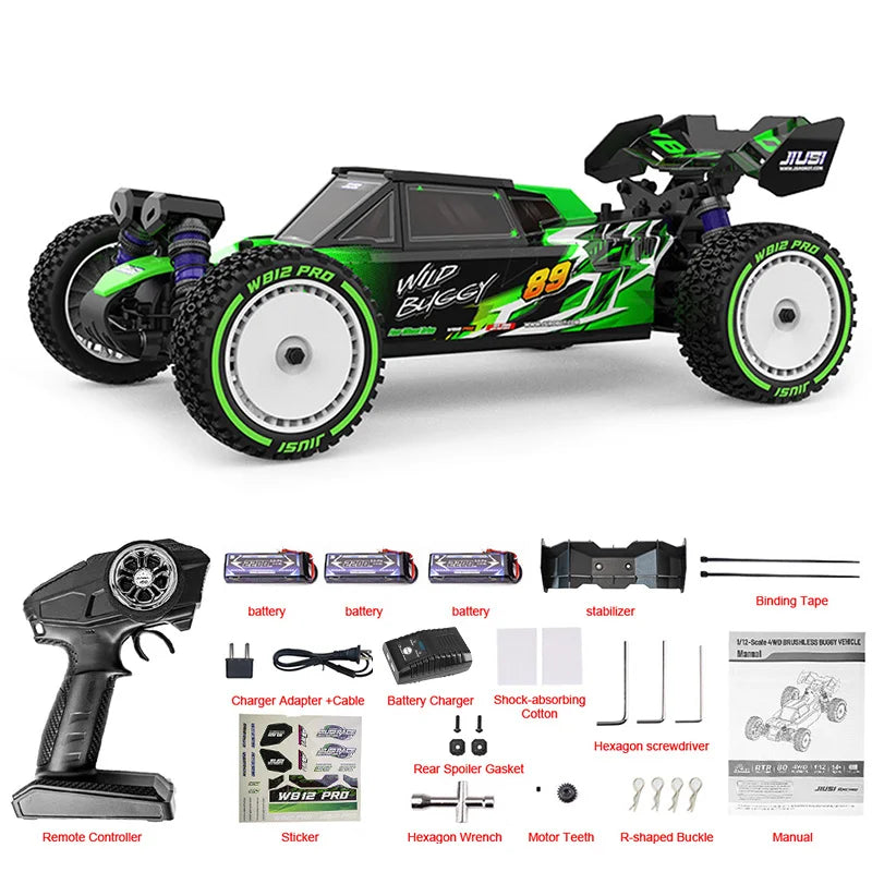 Coche de carreras JIUSI WB12 PRO 1/12 4WD 80 km/h sin escobillas, coche de control remoto 2.4G, coche todoterreno competitivo, vehículo para todo terreno