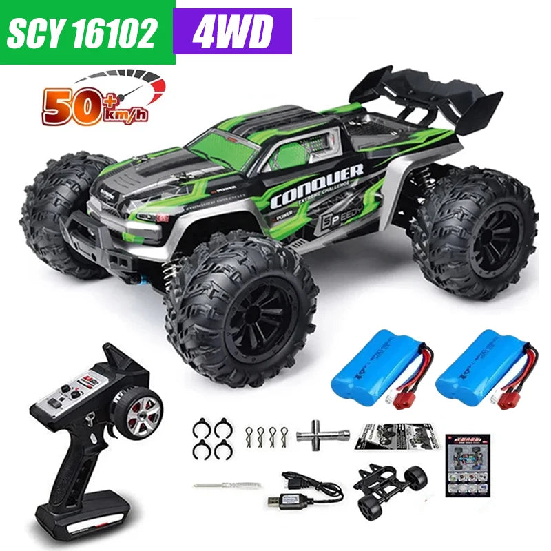 Coche RC MJX VS SCY 16101 16102 PRO 4WD 70 km/h 1/16 de alta velocidad, vehículo de control remoto todoterreno tipo monster, crawler eléctrico