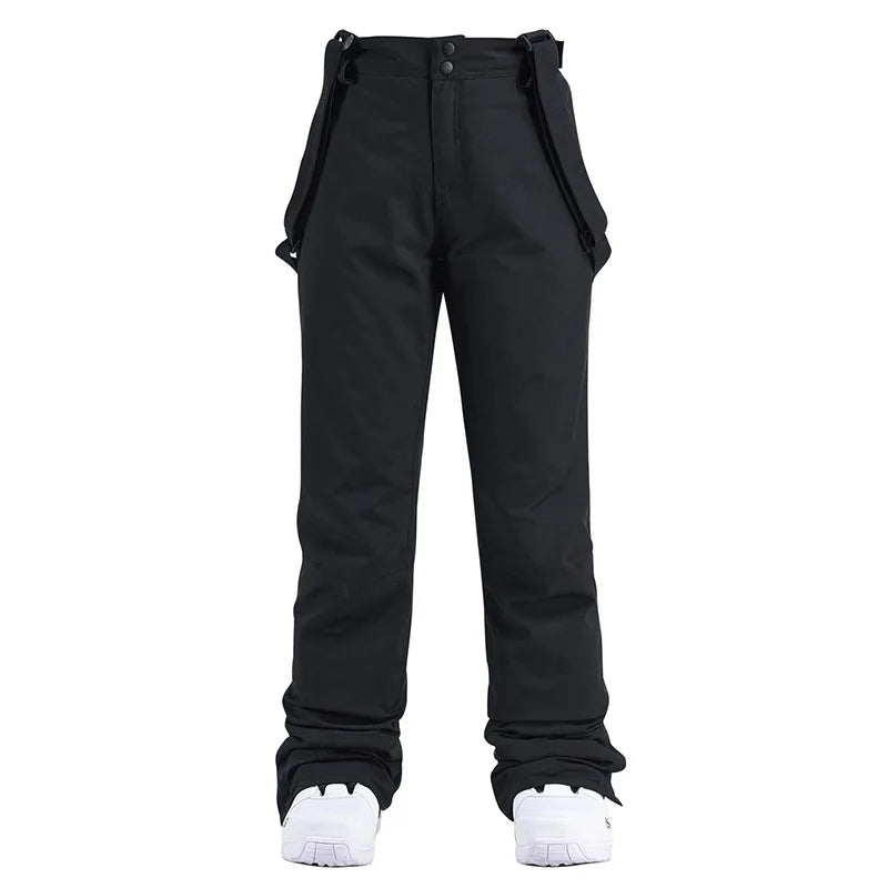 Pantalones de invierno para mujer, pantalones de esquí gruesos y cálidos de alta calidad para hombre, pantalones con tirantes impermeables a prueba de viento, pantalones de Snowboard de talla grande