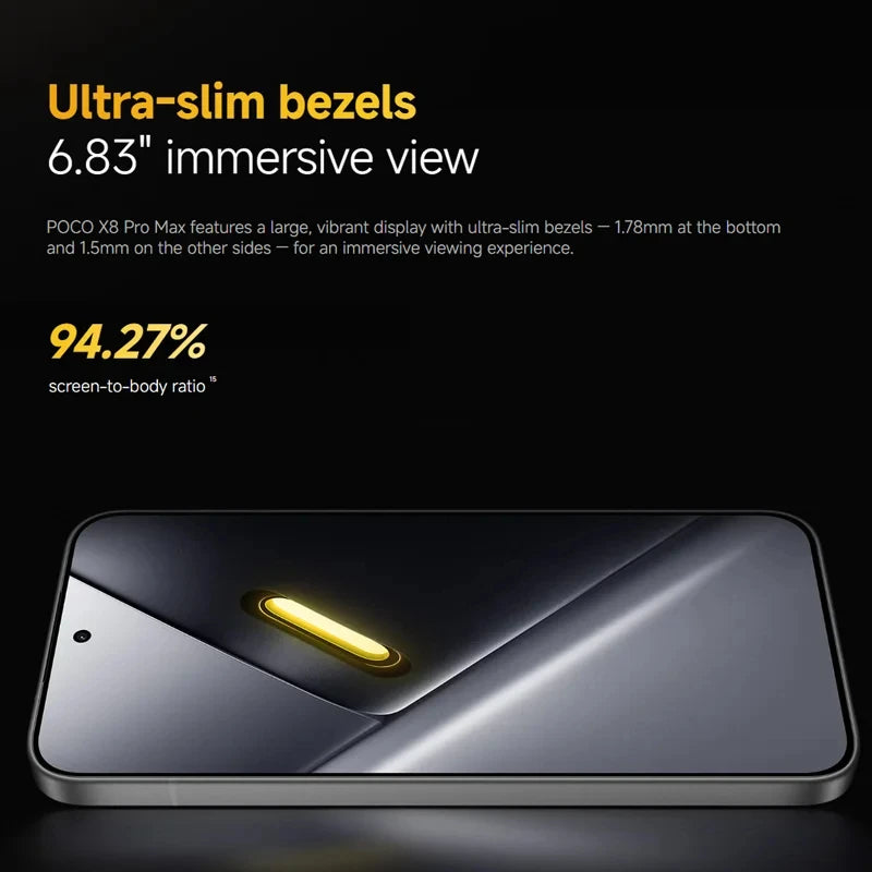 Teléfono móvil original POCO X8 Pro Max 5G NFC, batería grande de 8500 mAh, procesador MediaTek Dimensity 9500s, pantalla AMOLED de 6,83" a 120 Hz, carga rápida HyperCharge de 100 W