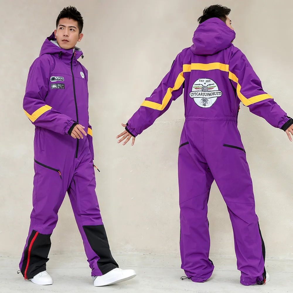 Traje de esquí de una pieza para hombre, traje de Snowboard grueso y cálido, a prueba de viento e impermeable
