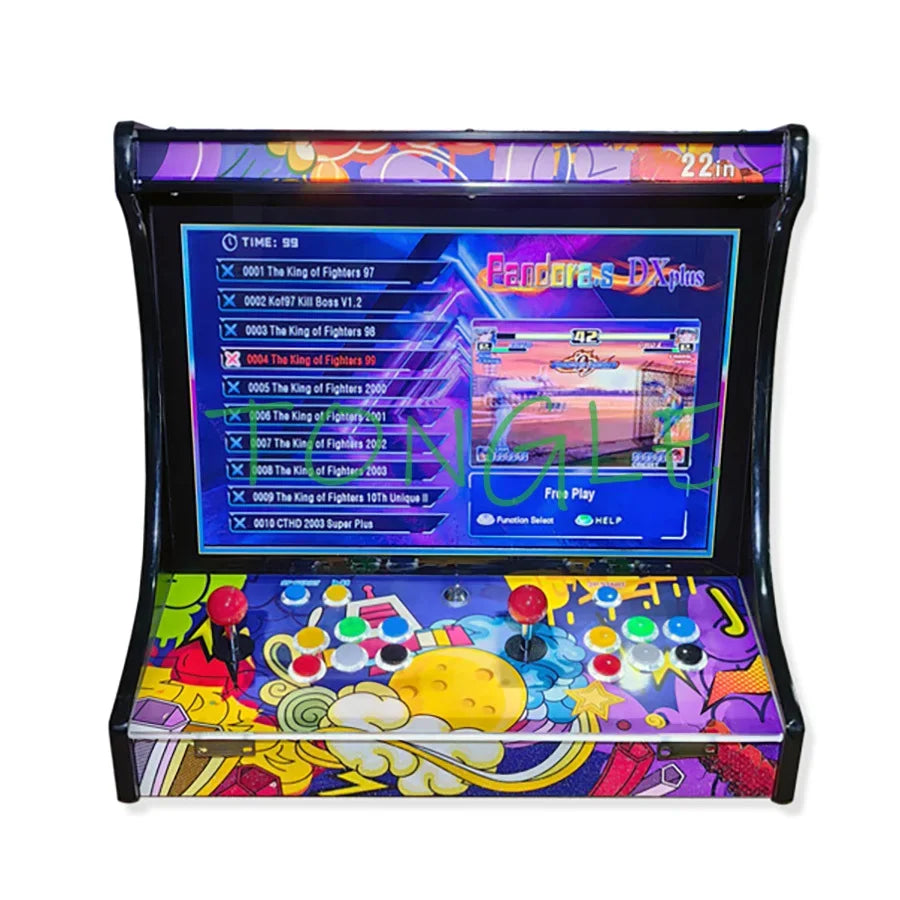 Consola de videojuegos arcade para 2 jugadores, pantalla LCD de 22 pulgadas, diseño Bartop con SAGA ARCADE DX 26800 en 1, aceptador de monedas, joystick, botón para conectar a TV