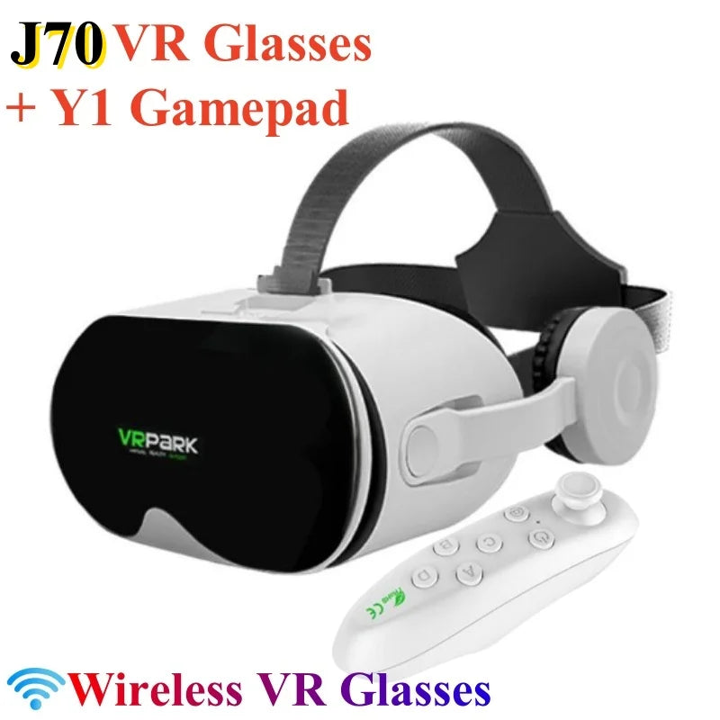 Gafas VR de realidad Virtual inalámbricas J70 4K originales, estéreo, vídeos 3D, caja de cartón de Google, auriculares, casco para teléfono inteligente Max 6,7"