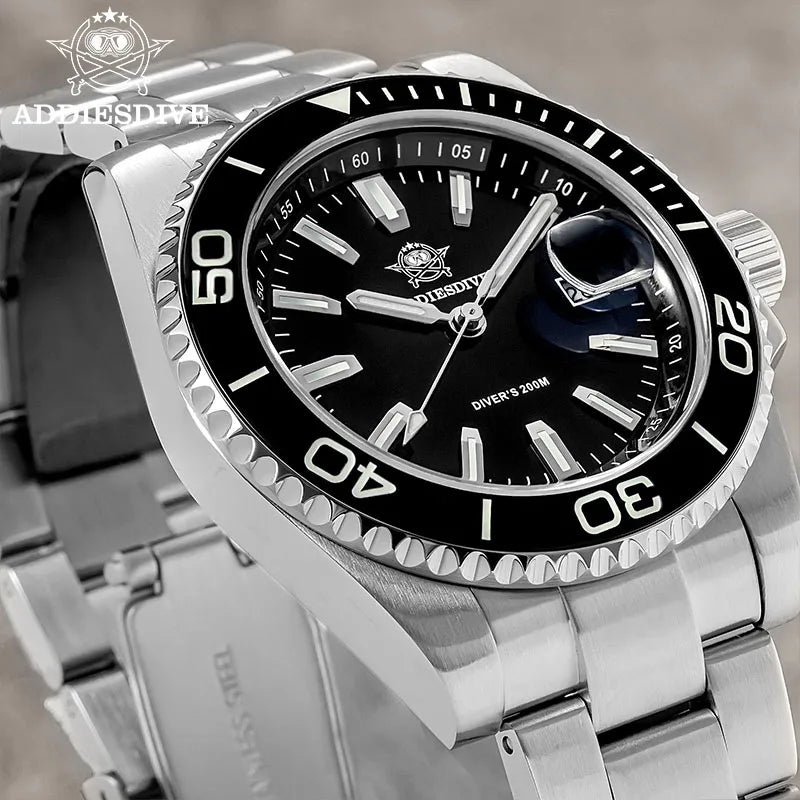 Relojes de cuarzo ADDIESDIVE nuevos de 41 mm, acero inoxidable 316L, superluminosos, resistentes al agua 20 bares, reloj para hombre con calendario AD2510