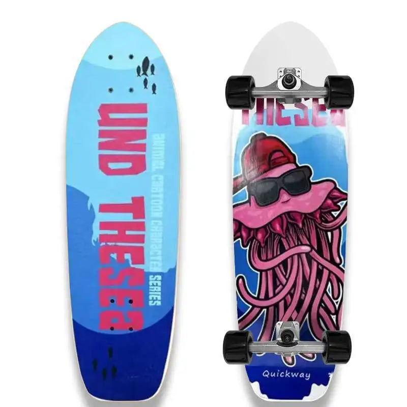 Patineta Profesional de Surf sobre Tierra de 32'' con Ejes de PU CX4, Tabla de Madera de Arce Multicapa sin Descenso para Niños y Adultos, Ideal para Principiantes y Práctica de Esquí