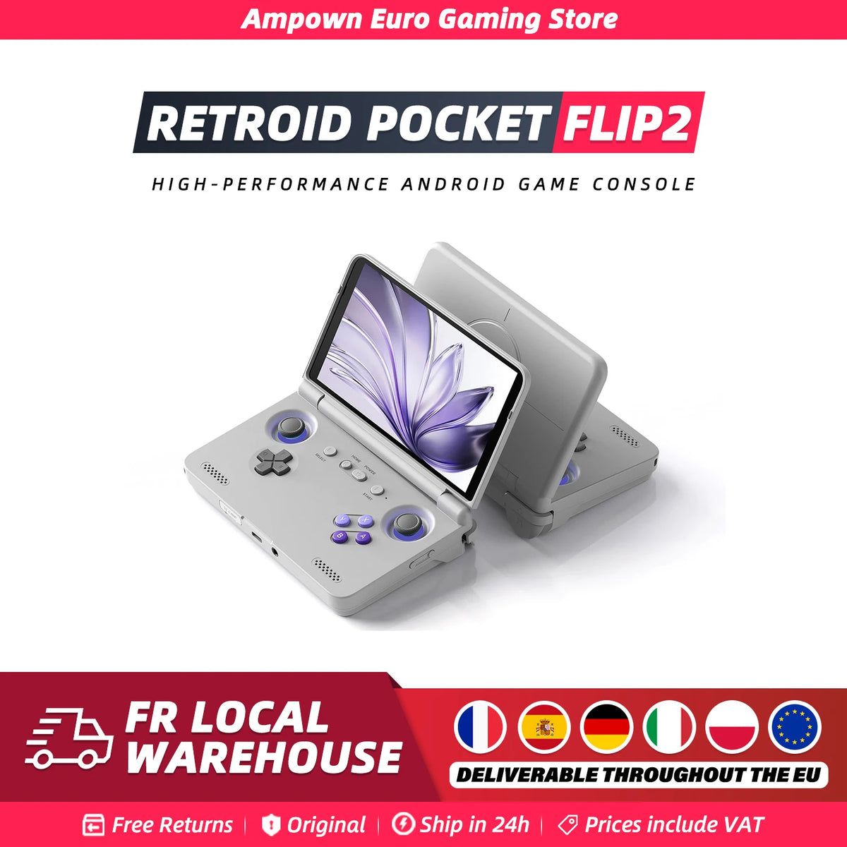 Retroid Pocket Flip2 Handheld Game Console 5.5'' AMOLED Screen Video Output MTK Snapdragon Processor Fans Cooling Fast Charging