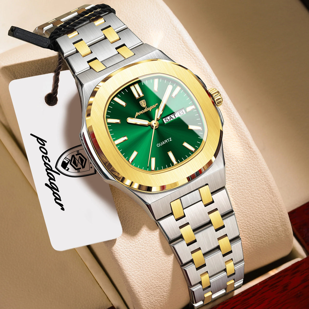 Reloj de pulsera de moda POEDAGAR para mujer, luminoso, resistente al agua, con fecha y día, de cuarzo, elegante, de acero inoxidable, reloj para mujer, regalo