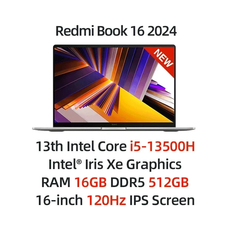 Portátil Xiaomi RedmiBook 16 Intel UHD I5-12450H/I5-13500H 16G 512G/1T SSD Pantalla de 16 Pulgadas 60Hz/120Hz Mi Notebook