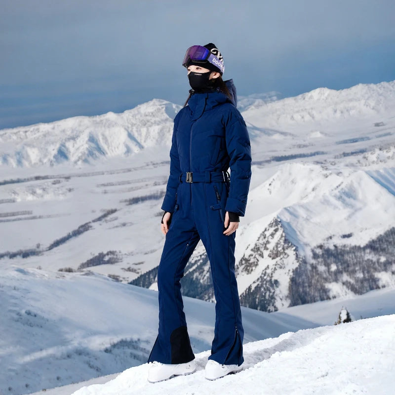 Nuevos Conjuntos de Esquí para Mujer 2026: Monos de Nieve Impermeables, Cortavientos y Cálidos para Deportes al Aire Libre, Transpirables, Sólidos y con Capucha