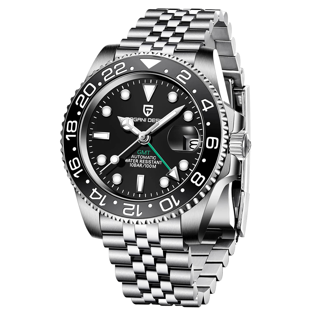 PAGANI DESIGN Reloj automático para hombre, cristal de zafiro, 40 mm, cerámica, GMT, reloj de pulsera mecánico, marca de lujo, deportivo, impermeable
