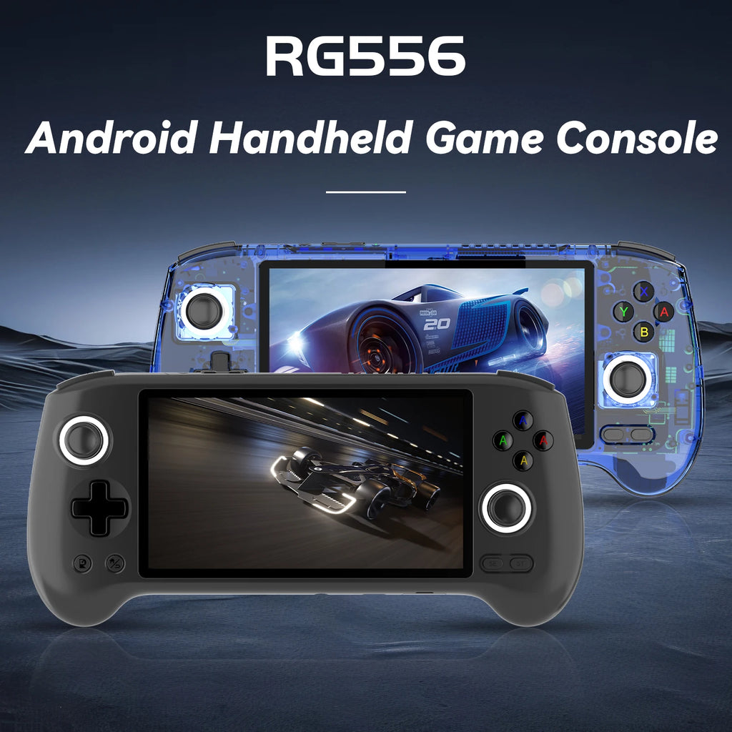 Consola de juegos portátil ANBERNIC con pantalla AMOLED de 5.48'', sistema operativo Android 13, batería de 5500 mAh, Bluetooth 5.0, consola de juegos retro, reproductor de videojuegos portátil RG556