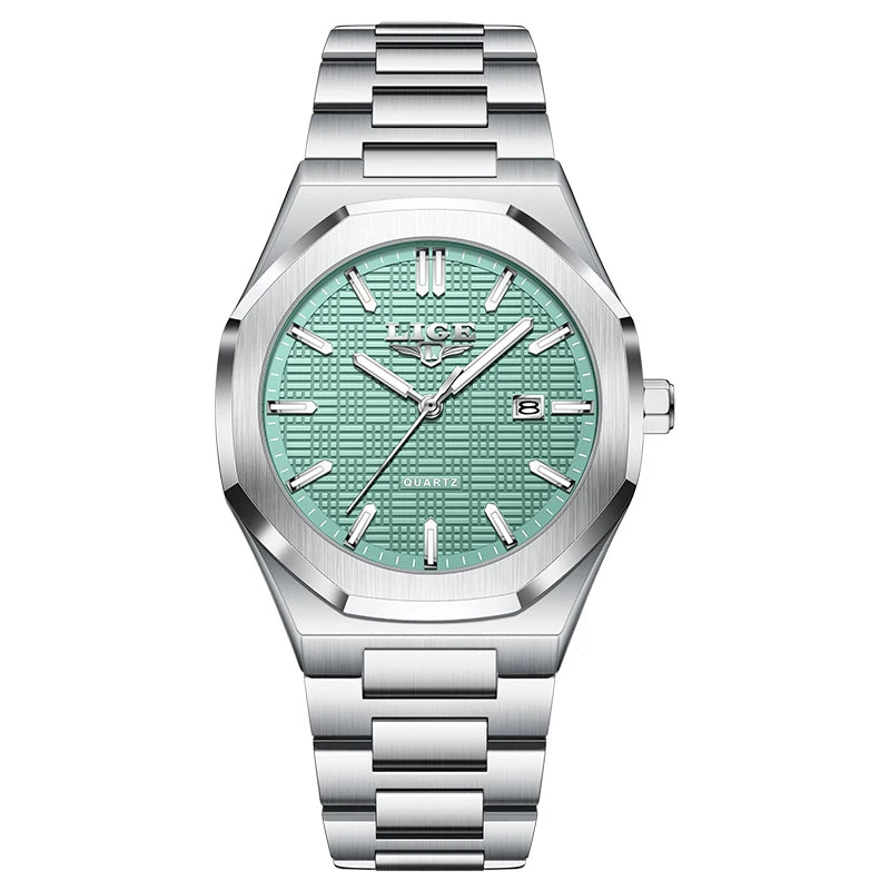 LIGE Luxury Man Wristwatch Waterproof Luminous Date Watch For Men Stainless Steel Men's Watches Quartz Male Clock Sport+Box