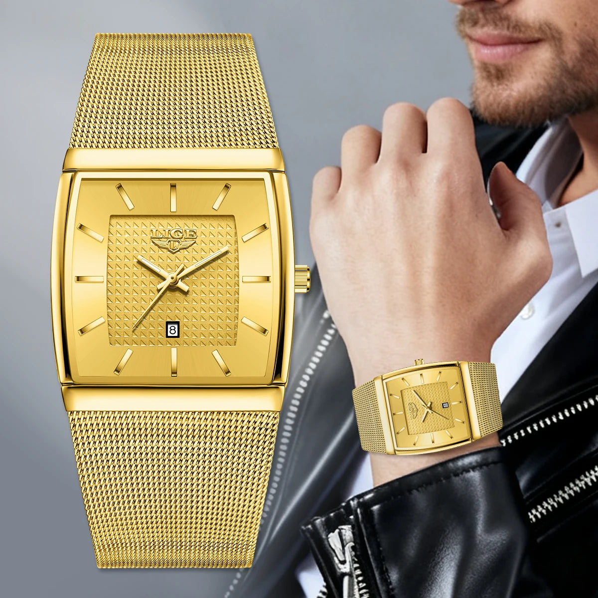Reloj de pulsera de cuarzo LIGE, de lujo, duradero y preciso para hombre, luminoso, resistente al agua, con fecha automática, reloj de moda para negocios