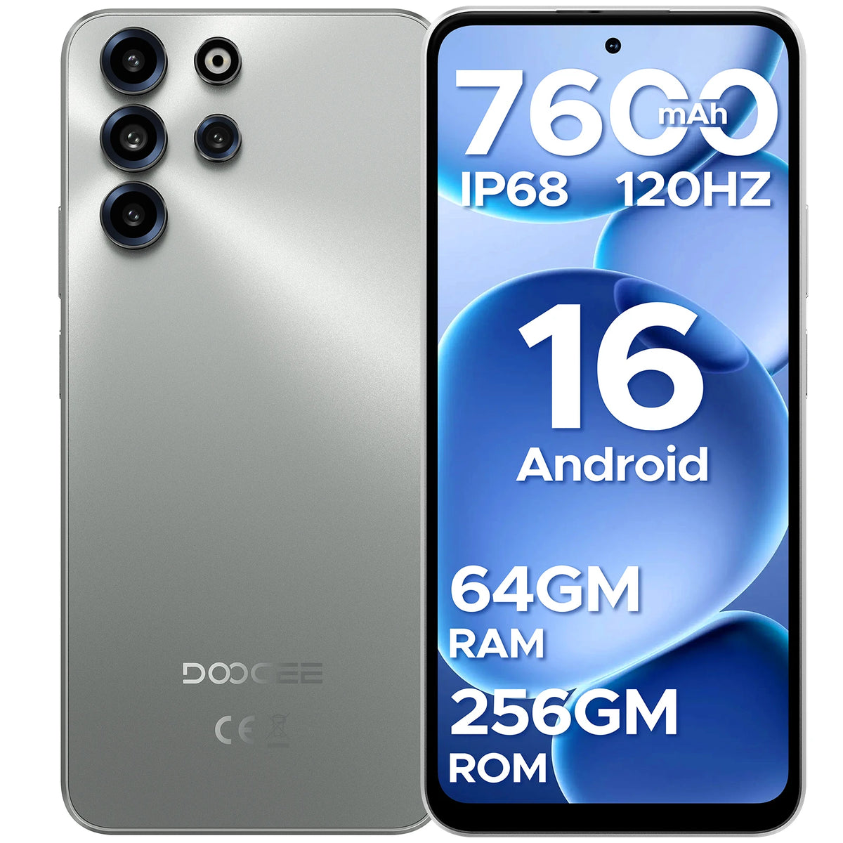 Smartphone DOOGEE B10 Pro 64GB+256GB Pantalla FHD de 6,63” 120Hz IP68 Helio G100 Batería 7600mAh Cámara 64MP Android 16 NFC