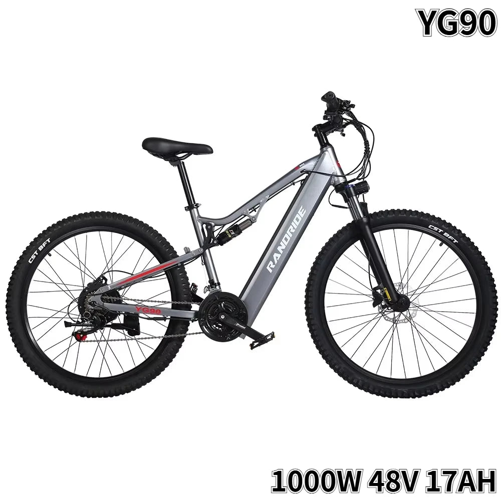 Bicicleta eléctrica YG90 con motor potente, batería de litio de 48V 17AH, sistema de frenos hidráulicos, bicicleta eléctrica de montaña todoterreno con neumáticos de 29 y 27.5 pulgadas