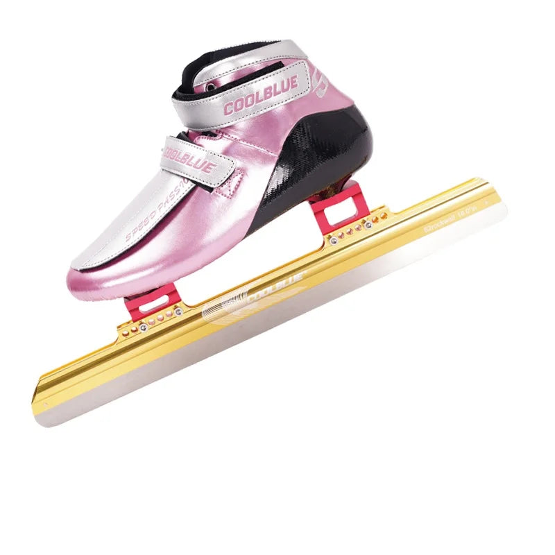 COOLBLUE, patines de hielo profesionales de pista corta, zapatos de 430mm, 410mm, 380mm, cuchillo de fibra de vidrio, Patines de velocidad en línea 60-62, hoja de hielo