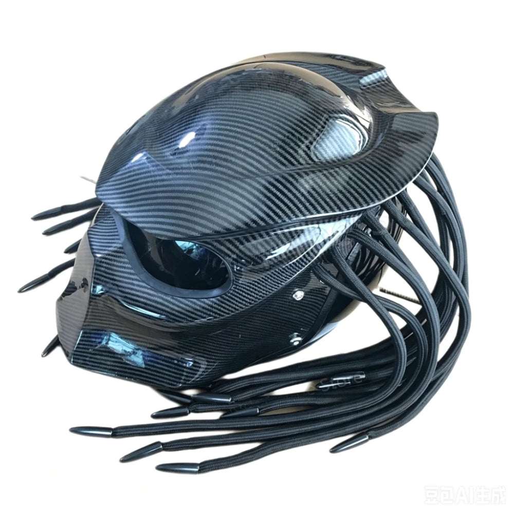 Casco de Motocicleta Integral Racing Predator Warrior, Certificado, Retro, Genial, Cobertura Total, para Carreras, Cosplay, Casco Ghost Braid, DOT