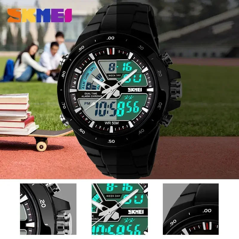 Skmei Relogio Masculino Sport Watch 1016 Men Fashion Casual Alarm Clock Waterproof Military Chrono Dual Display Wristwatches