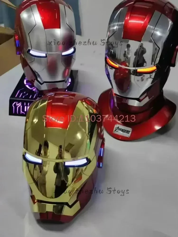 Casco de Iron Man Mk5 Mk7 Mk50 Mk17, Casco Usable con Control Remoto de Voz Eléctrico, Regalo Coleccionable para Adultos para Juego de Roles