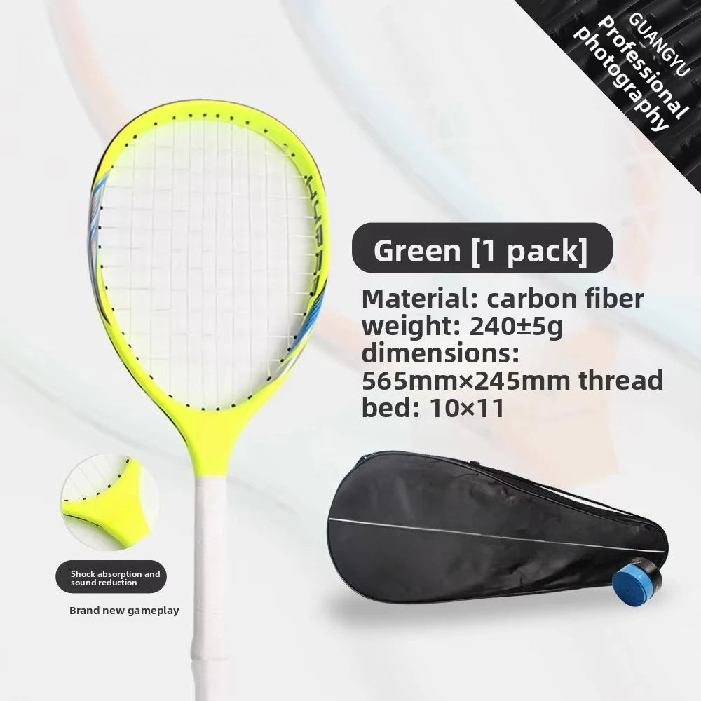 Mini raqueta de tenis de fibra de carbono, lista para encordar, con bajo nivel de ruido y bola de espuma, ideal para canchas de pickleball y como equipo deportivo.