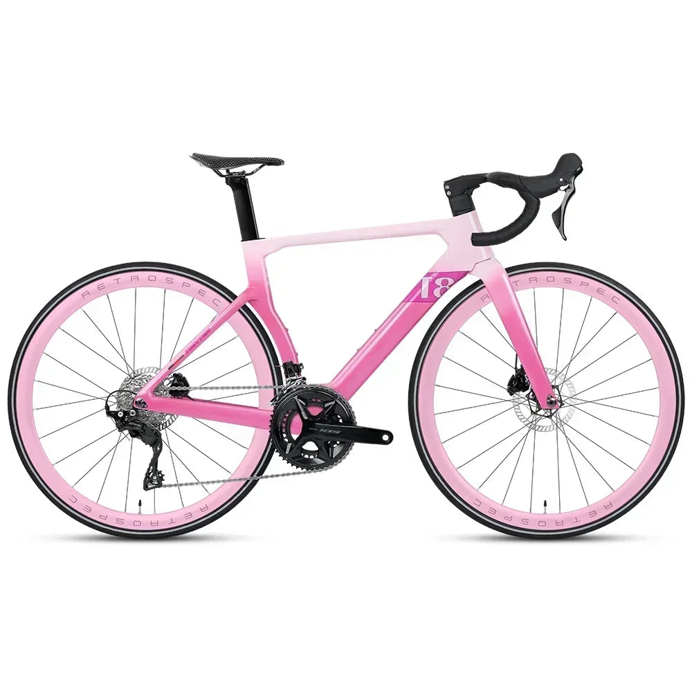 Bicicleta de carretera TWITTER T8pro 105 Kit R7120-24 velocidades, cableado interno, frenos de disco hidráulicos R7070, bicicleta aerodinámica de fibra de carbono T800