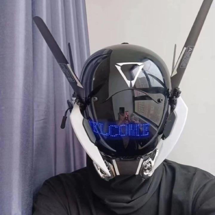 Máscara de casco nuevo Cyberpunk Samurai Robot Tech Shinobi especial Punk Techwear con luz Led máscara de Cosplay juguete niños regalo de Halloween ﻿