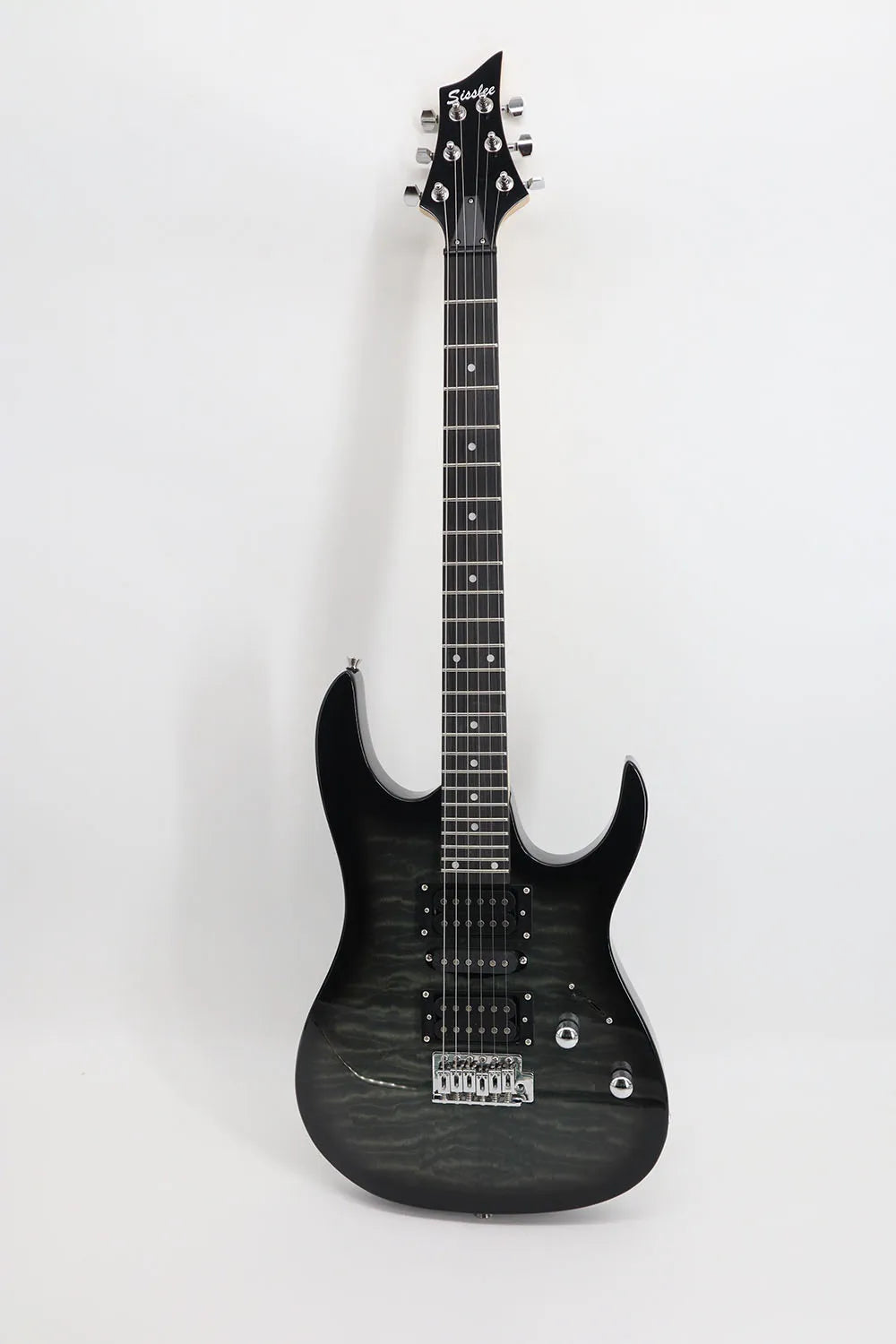 Guitarra eléctrica con 24 trastes, pastilla HSH, cuerpo de caoba, mástil de ébano, alta calidad, guitarra de 6 cuerdas