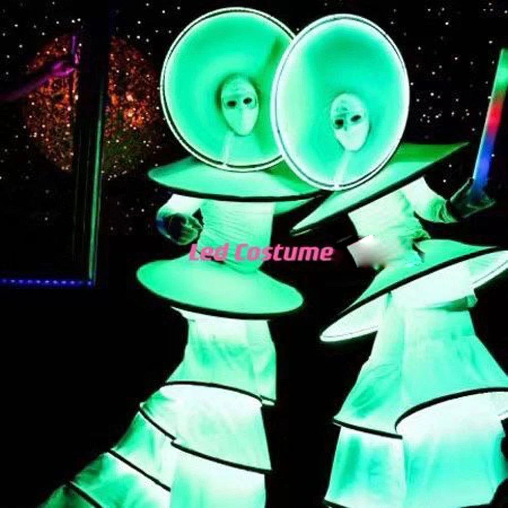 Traje de Robot LED Gogo, cambio de Color, disfraz de andador de paletas iluminadas, vestido gigante luminoso, actuación en club nocturno, disfraz de Halloween